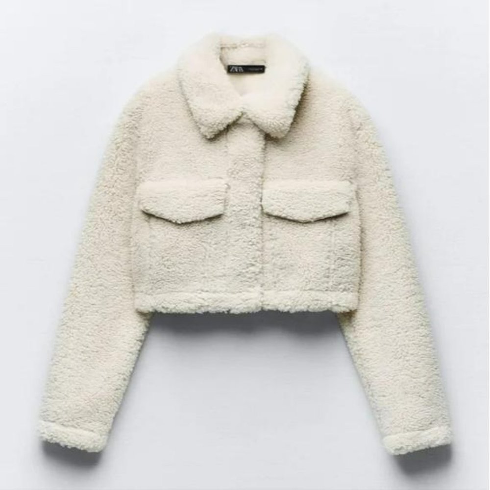 ZARA CROPPED FAUX SHEARLING JACKET